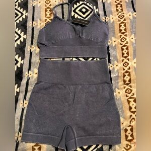 Nali Design NWT 2pc Short Set Distressed Dark Grey S/M